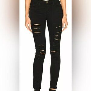 Frame Denim Le Skinny De Jeanne Distressed Black Jeans Size 28